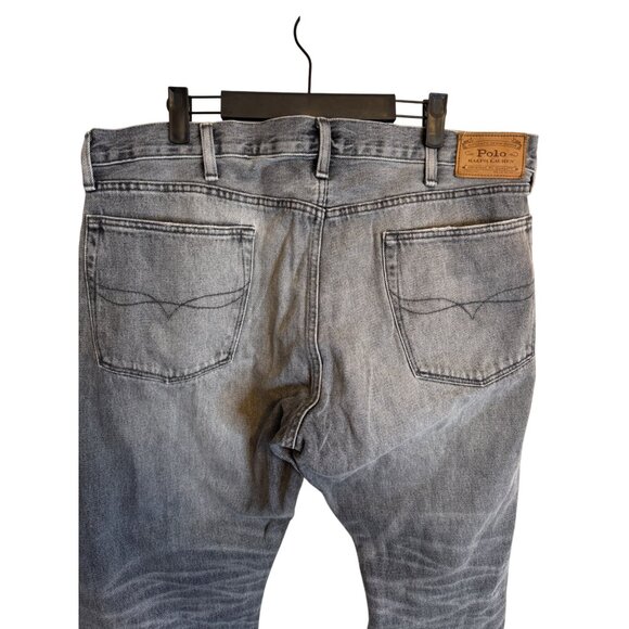 Polo 38x30 Ralph Lauren Mens Gray Distressed Denim Jeans - Picture 10 of 14